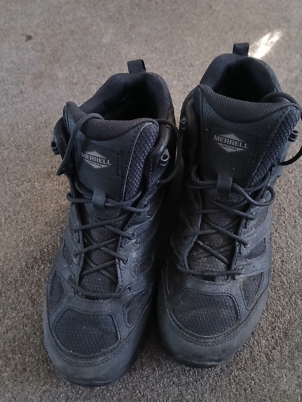 Merrell Men's Black Tactical Hiking Boots Size 10.5W In Great Conditon.